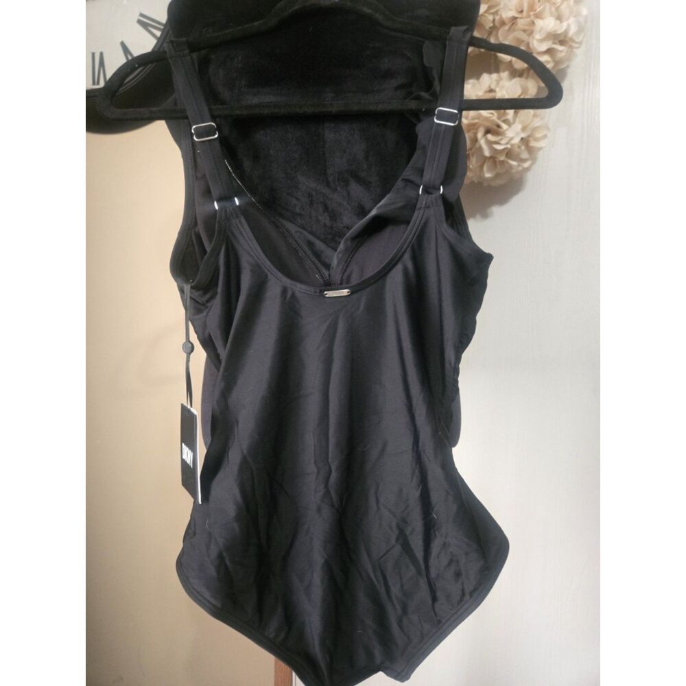 DKNY - Black Ruffle V-Neck Swimsuit (NWT)+ Size 6 - Picture 4 of 6
